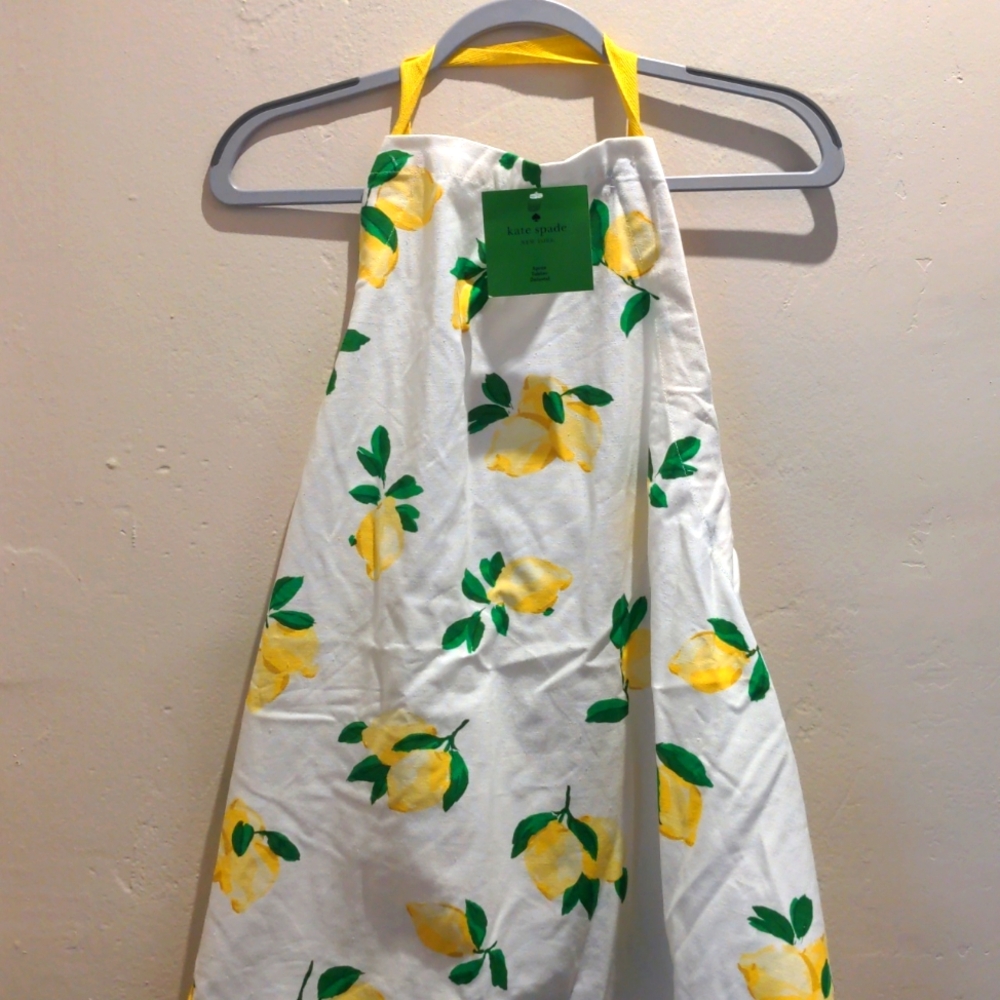 NWT Kate Spade White Yellow Green Lemon Pattern Kitchen Apron